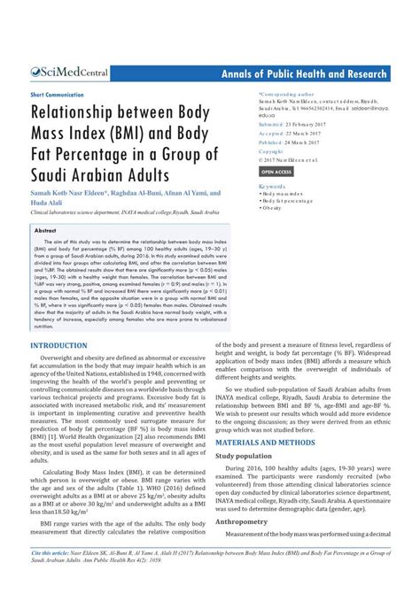 Relationship Between Body Mass Index Bmi And Body Fat Percentage In A