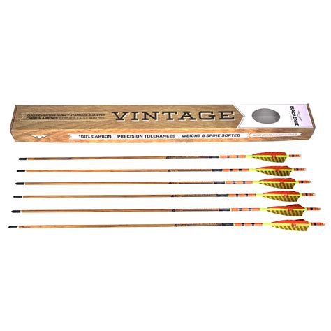 Black Eagle Vintage Traditional Crested Carbon Arrows Pre Cut With