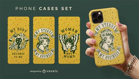 Reproductive Rights Vintage Phone Case Set Vector Download