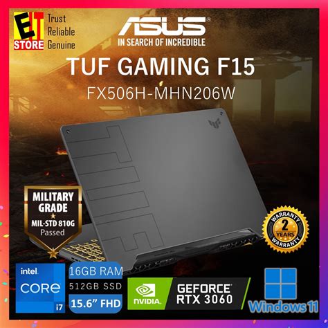 Asus Tuf Gaming F15 Fx506h Mhn206w Gaming Laptop I7 11800h16gb512gb