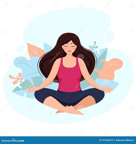 Beautiful Girl In Yoga Lotus Position Young Woman Practice Meditation