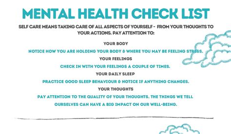 The Self Centre Psychologists Crows Nest Mental Health Checklist