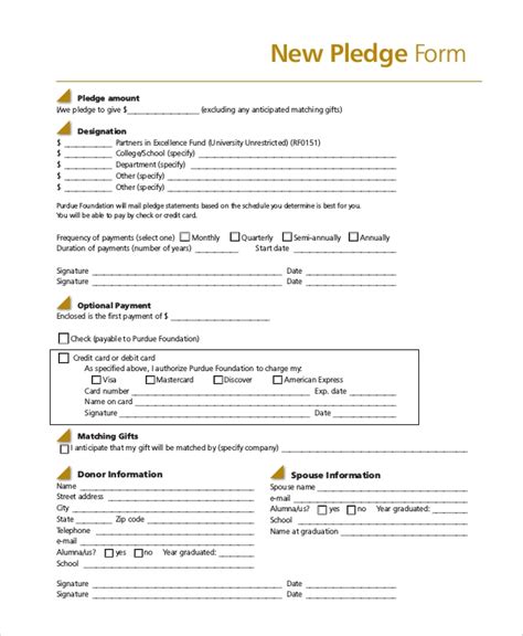 Free 8 Sample Pledge Forms In Pdf Ms Word Within 11 Fundraising