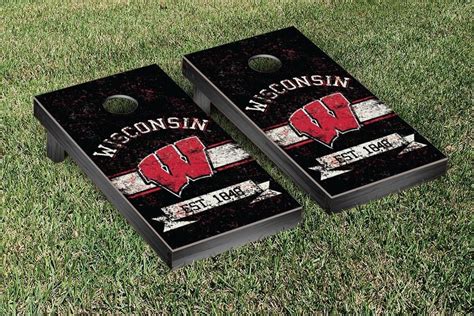 Wisconsin Badgers Rustic Established Banner Cornhole Game Corn Hole