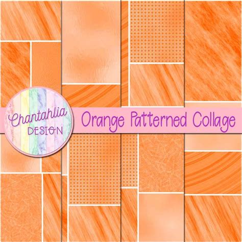 Orange Patterned Collage Digital Papers