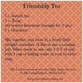 Once you have the ingredients and. Friendship Tea {A Recipe and Free Printable} in 2020 ...