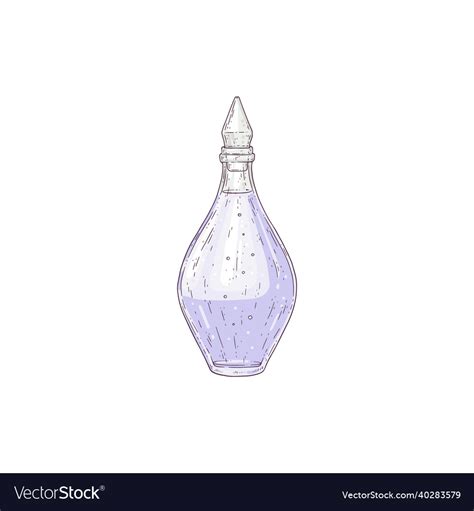 Glass Vial With Essential Oil Watercolor Sketch Vector Image