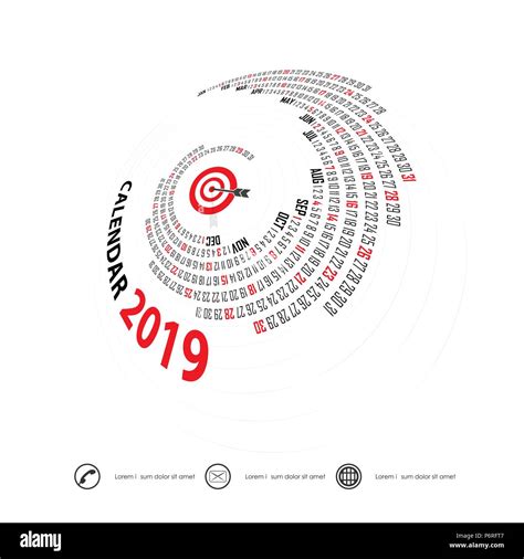 2019 Calendar Templatespiral Calendarcalendar 2019 Set Of 12 Months