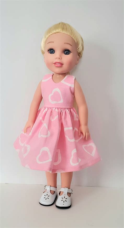 14 5 inch doll clothes pink valentines s day dress fits wellie wishers etsy