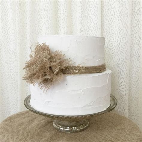 Burlap Cake Topper Idea Burlap Poof Flower Rustic Wedding Cake Topper