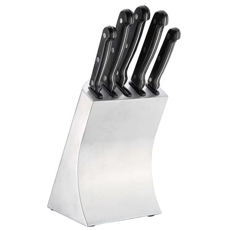 6 Piece Knife Set With Stainless Steel Block Masflex