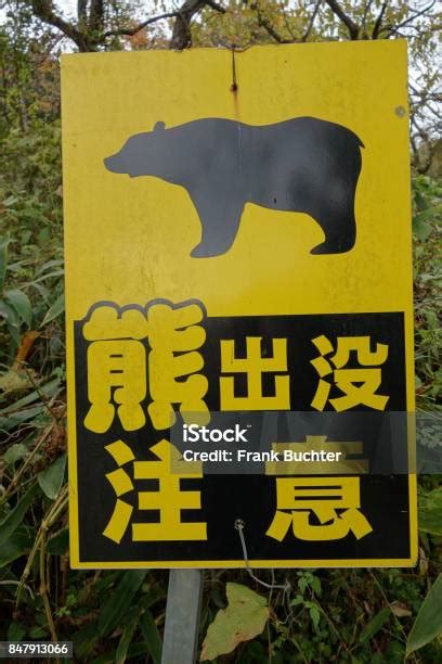 Japanese Bear Warning Sign Stock Photo Download Image Now Animal