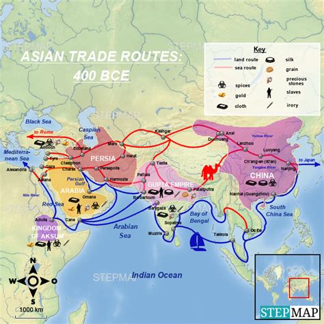Stepmap Asian Trade Routes Landkarte F R India