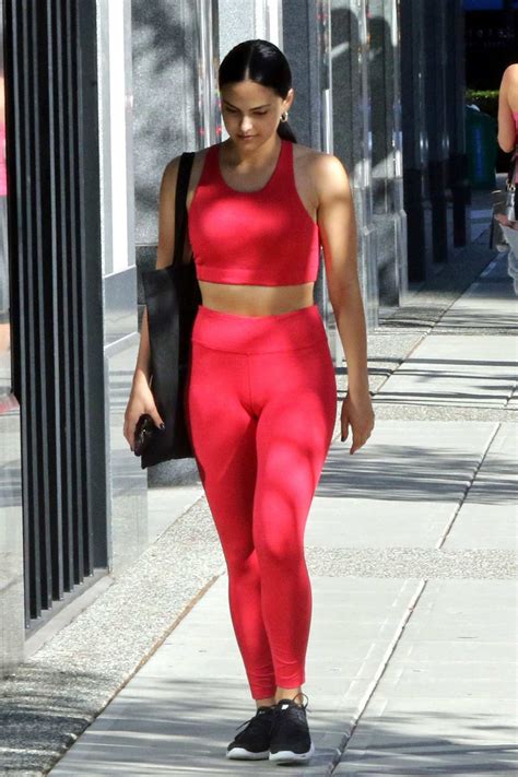 Camila Mendes Sports Red Crop Top And Leggings As She Heads To The Gym With Rachel Matthews In