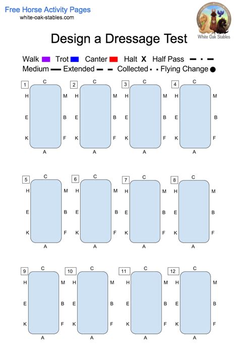 Design A Dressage Test Activity Page White Oak Stables