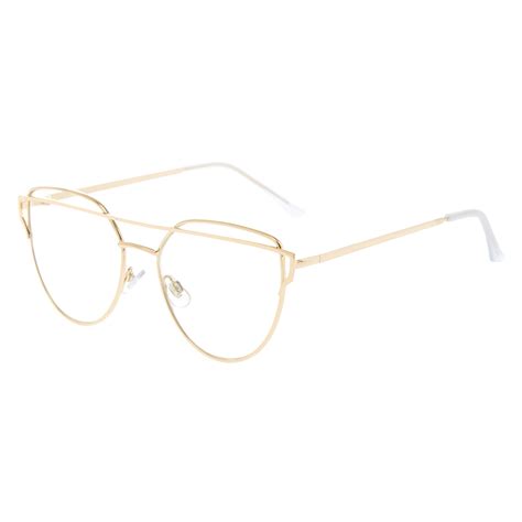 Gold Brow Bar Fake Glasses Claire S Us