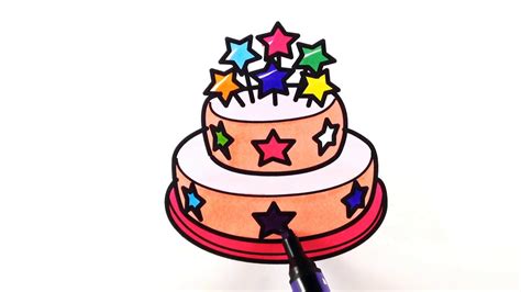 Draw around the tray and carefully make the decorations. How to Draw Cute Birthday Cake | Coloring Pages for Girls | Cute Art Colors for Kids - YouTube
