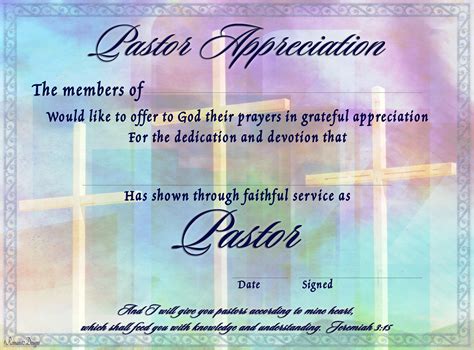 Pastor Appreciation Certificate Template Free Martin Printable