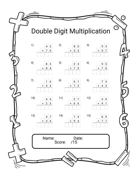 20 Printable Double Digit Multiplication Practice Worksheets Etsy