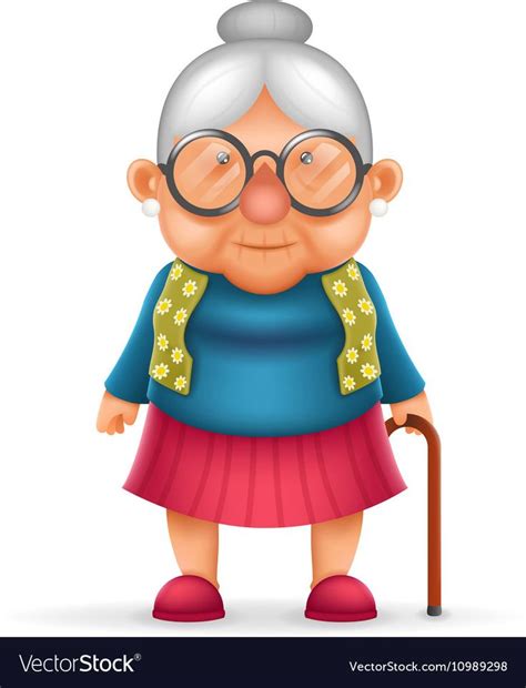 Granny Old Lady 3d Realistic Cartoon Character Vector Image Realistic