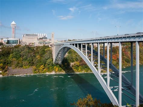 Rainbow Bridge At Niagara Falls Usa Stock Photo Image Of River Pink
