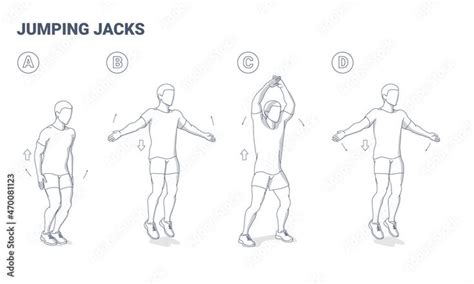 The Instructions For Jumping Jacks Are Shown In This Drawing And It