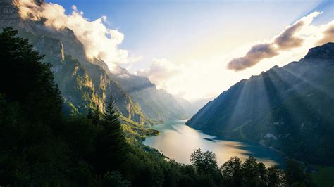 Lake Nature Switzerland World Beautiful Places K Photography Clouds HD Wallpaper