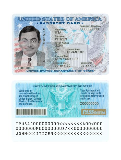 US Passport Card Template Psd Webchinh To