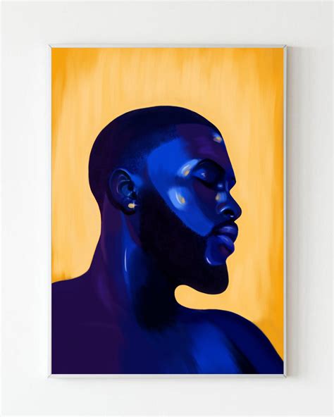 Feeling Blue African American Man Painting Black Art Etsy In 2021