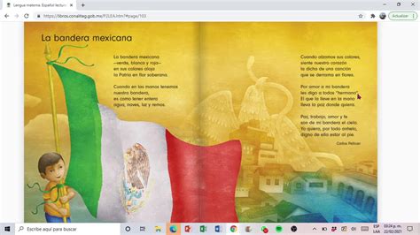 La Bandera Mexicana Texto Por Carlos Pellicer Libro De Lecturas 2do Grado Pág 102 Youtube