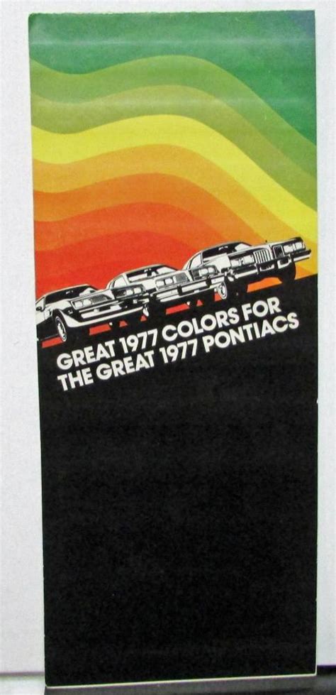 1977 Pontiac Dealer Color Paint Chips Folder Full Line Firebird Grand