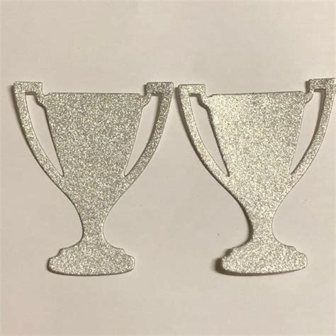 4 X Silver Glitter Trophy Die Cuts 7 X 58cm And 6 X 6cm Etsy
