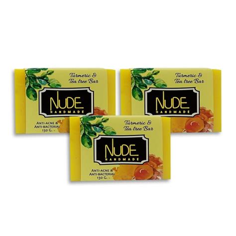 Nude Handmade Essentials Turmeric And Tea Tree Bar Soap Set Of 3
