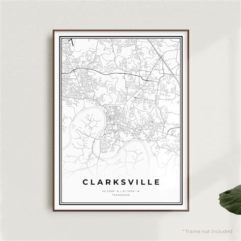 Clarksville Map Print Clarksville Street Map Poster Etsy