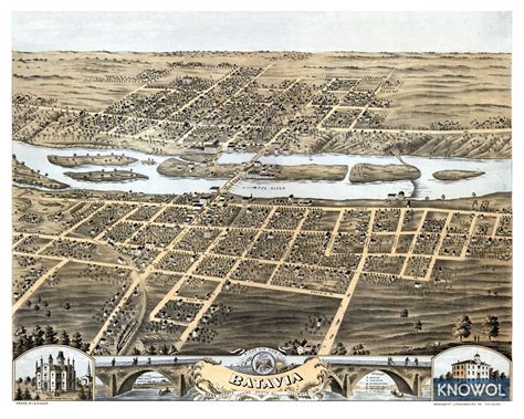Historic Old Map Of Batavia Illinois From 1869 Knowol