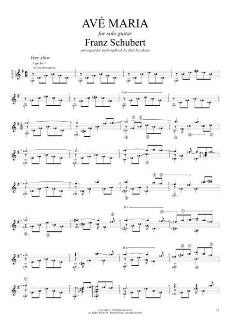 Tablature Av Maria De Franz Schubert Guitar Pro Guitare Seule