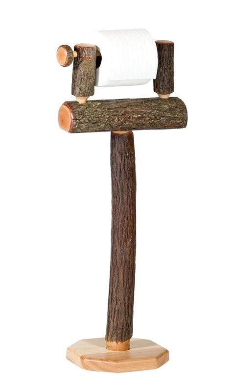 Store your toilet accessories easily. Natural Hickory Log Free Standing Toilet Paper Holder
