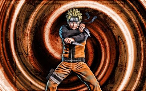 Download Wallpapers 4k Uzumaki Naruto Orange Grunge Background