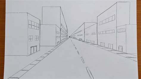 Drawing For Beginners One Point Perspective City Street View Youtube