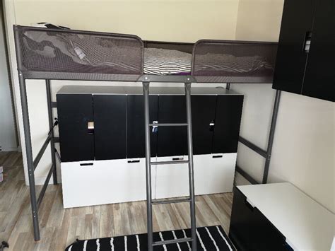 Ikea Tuffing Loft Bed Frame Dark Grey 90x200 Cm With Mattress In