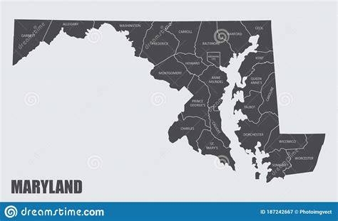 Mapa Del Condado De Maryland Stock De Ilustración Ilustración De