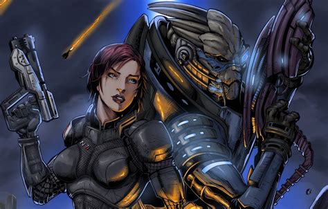 Wallpaper Girl Fiction Alien Mass Effect Shepard Art