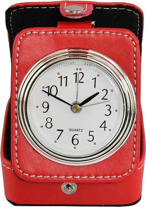 Home X Red Analog Alarm Clock For Travel Small Battery Operated Bedside Clock And