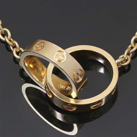 Cartier Love 18k Yellow Gold Double Circle Pendant Necklace