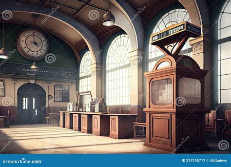 Modern Train Station With Vintage Accents Such As Vintage Ticket Booth
