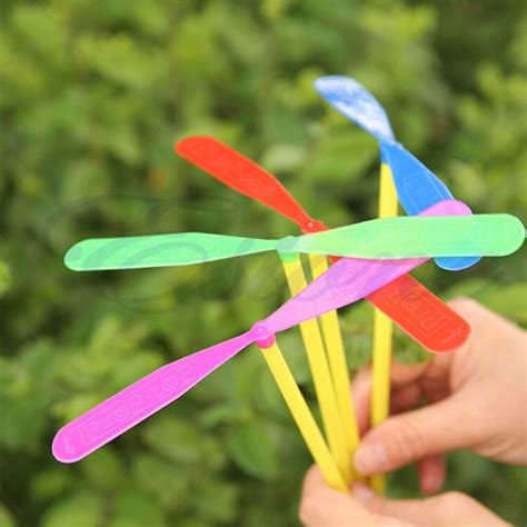 12pcs Plastic Bamboo Dragonfly Propeller Outdoor Toy Kids Children T