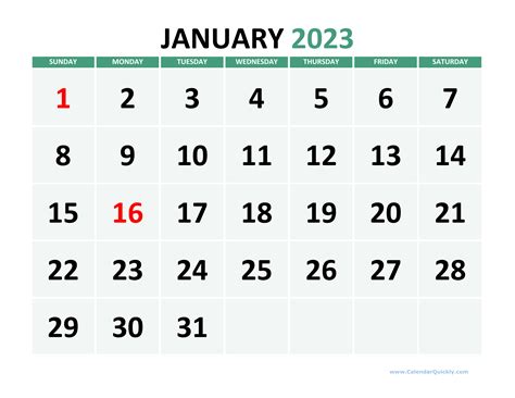 Large Printable 2023 Calendar Calendar Quickly