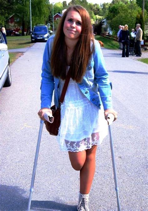 Beautiful Disabled Women On Crutches