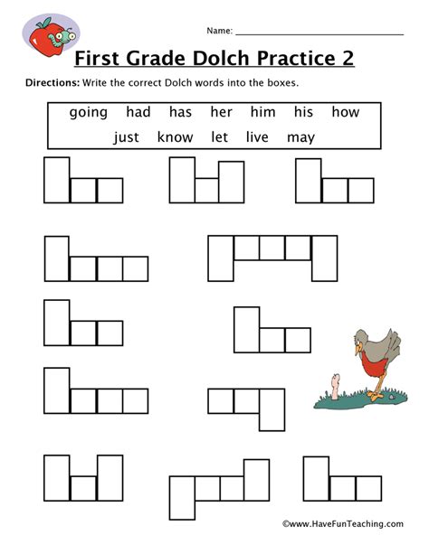 First Grade Sight Words Worksheet Have Fun Teaching