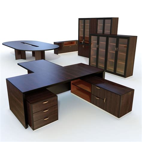 3d Model Office Furniture 3 Vr Ar Low Poly Max Obj 3ds Fbx Mtl
